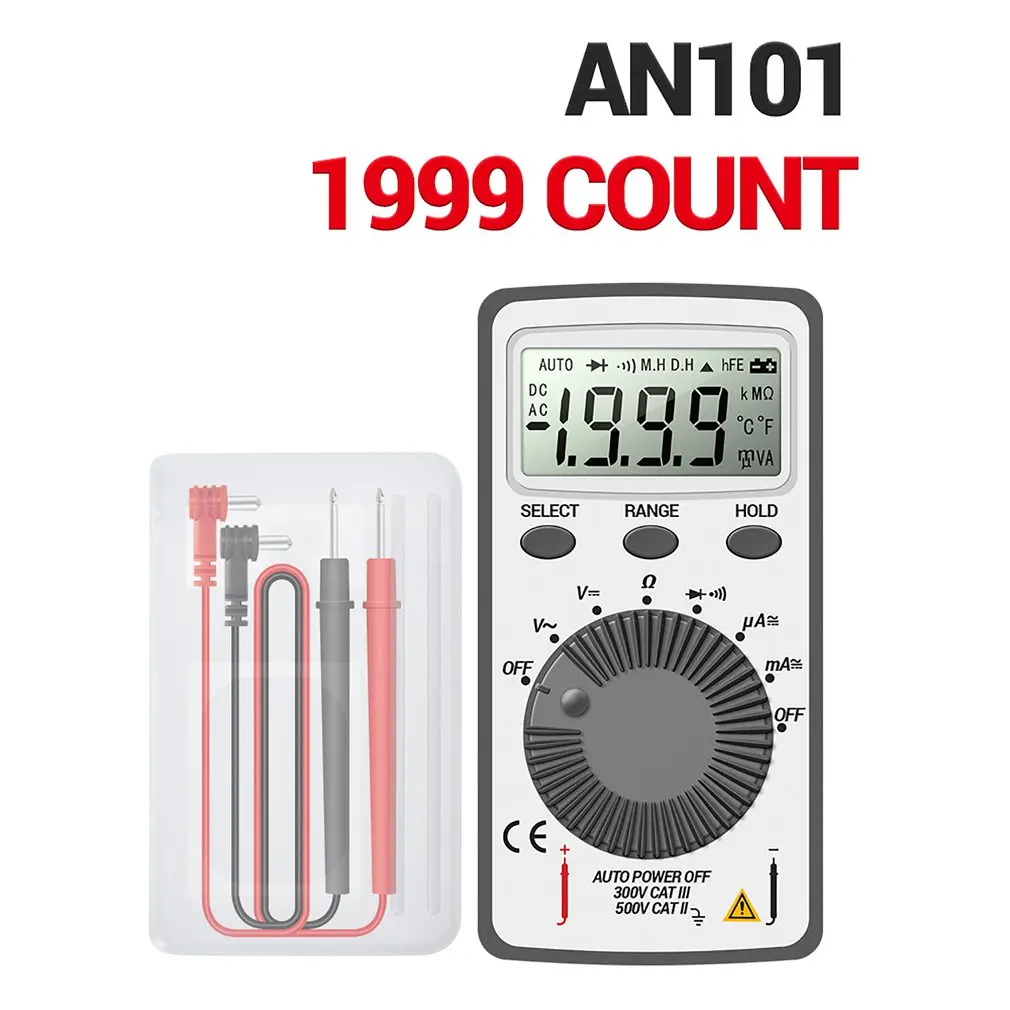 

Mini Digital Multimeter ANENG AN101 Multimeter Tester DC/AC Voltage Current LCD Meter Professional Testers With Test Lead