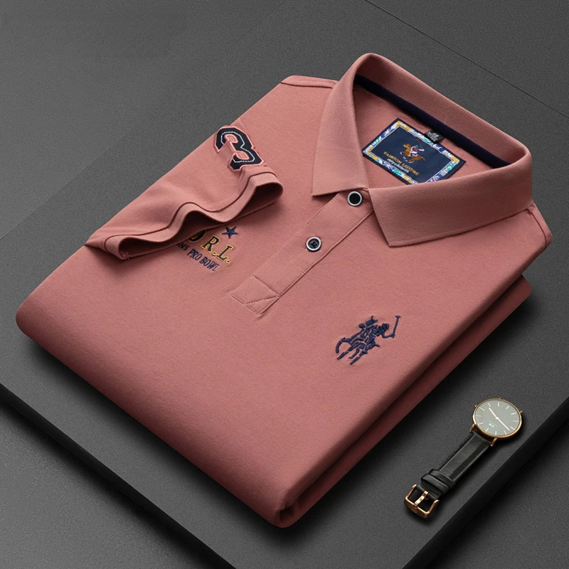 

High End New Fashion Brand Designer Cotton Polo Shirt Black Men Korean Casual summer Short sleeve Lapel Golf Tops Men Clothes