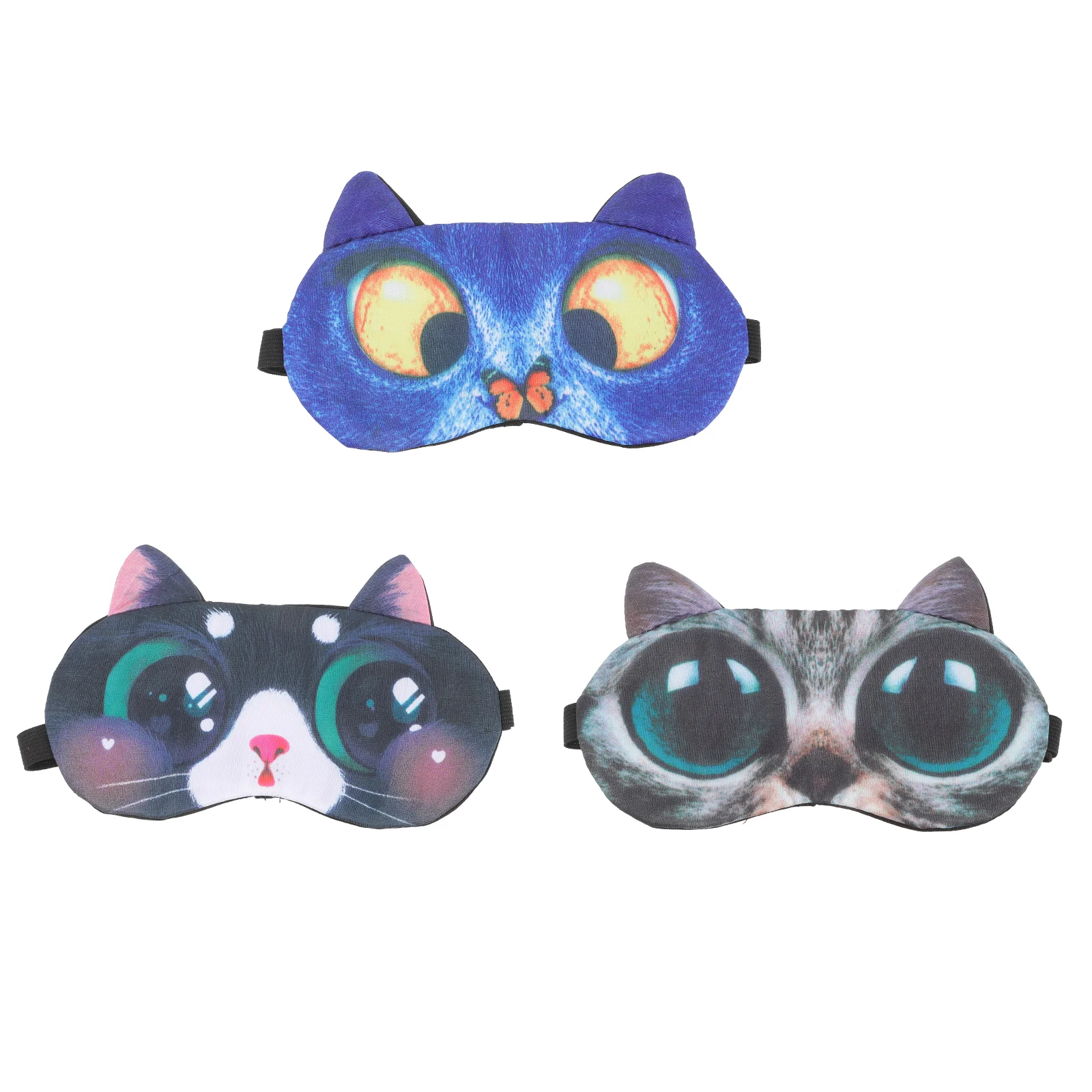 

3pcs Sleep Mask Sleeping Mask Kitten Pattern Night Mask Eye Cover Protector