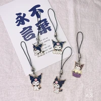 handmade sanrio kuromi cartoon keychain cute mobile phone lanyard u disk couple bag cute pendant birthday gift