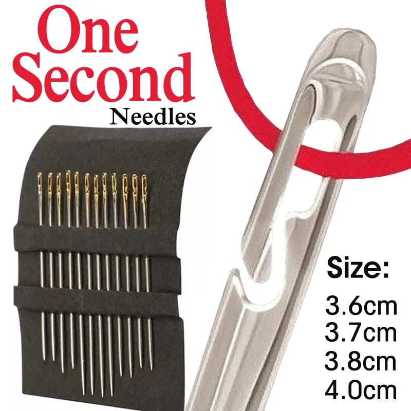 

12/24PCS Blind Multi-size Needles Self-Threading Sewing Stainless Steel Quick Automatic Needle Threader Embroidery Tools