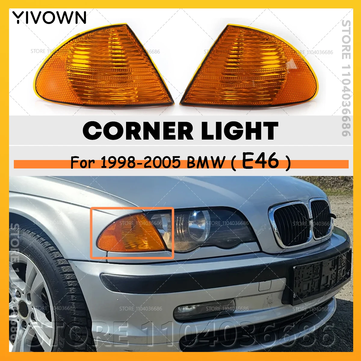 Фото Для BMW 320i 323i 325i 325xi 328i 330i 330xi (E46) 1998-2005 гг. Угловые указатели поворота (без лампы) 63136902765 63136902766 №1