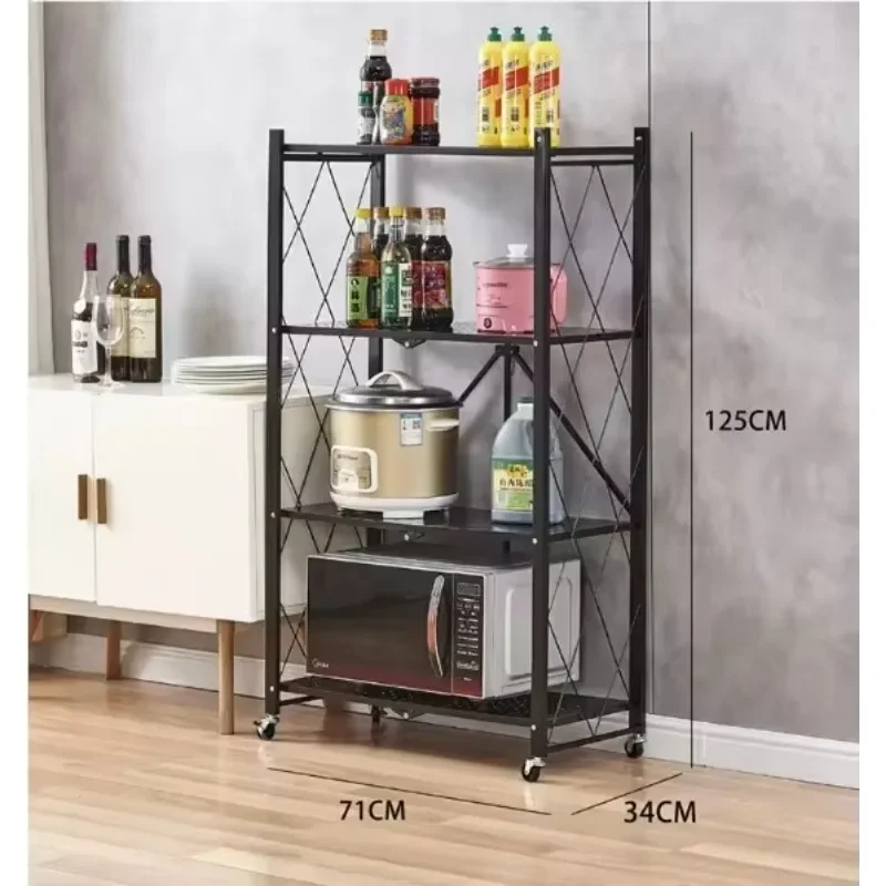 Кухонная многослойная функциональная полка для пола со стальными колесами