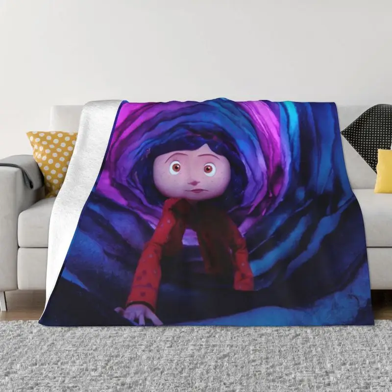 

Одеяло для кукол Coraline, мягкое Фланелевое флисовое теплое покрывало с 3D принтом, для офиса, кровати, кушетки, покрывала