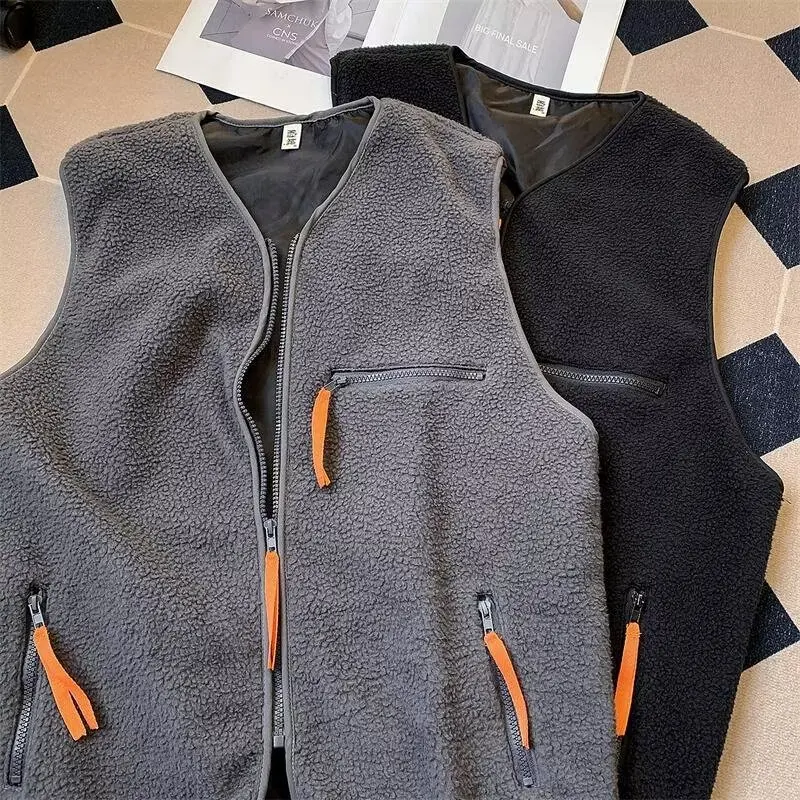 Жилет EBAIHUI мужской из овечьей шерсти универсальный Свободный Топ в американском