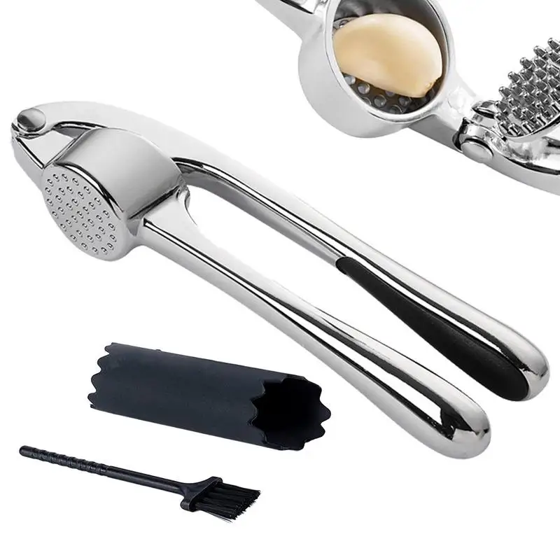 

Профессиональный пресс для чеснока, набор из 3 предметов с силиконовым роликом, чистящая щетка, нержавеющий и посудомоечный, безопасный для ...