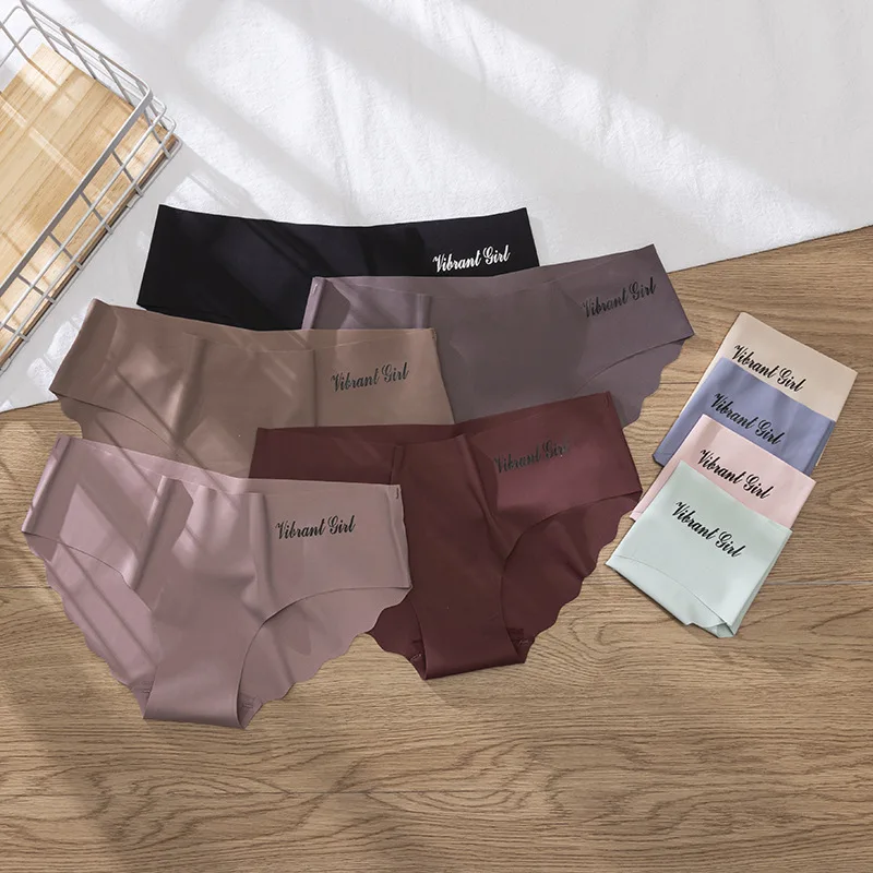 

Ice Silk Traceless Underwear Wave Piece Women's Underwear Breathable Mid Low Rise Sexy Triangle Pants Sexy Panties Women
