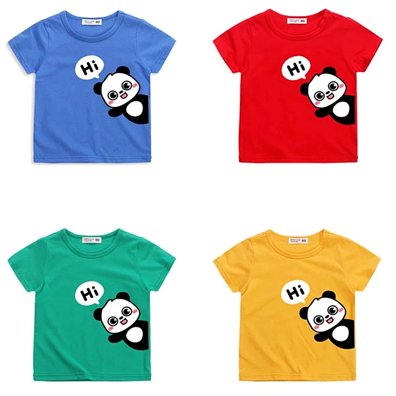 

1-8y Cute Panda Cartoon Tee Boys Girls Summer Short-sleeved T-shirt Cotton Fashion Clothes for Toddler Costumes for Kids 2022