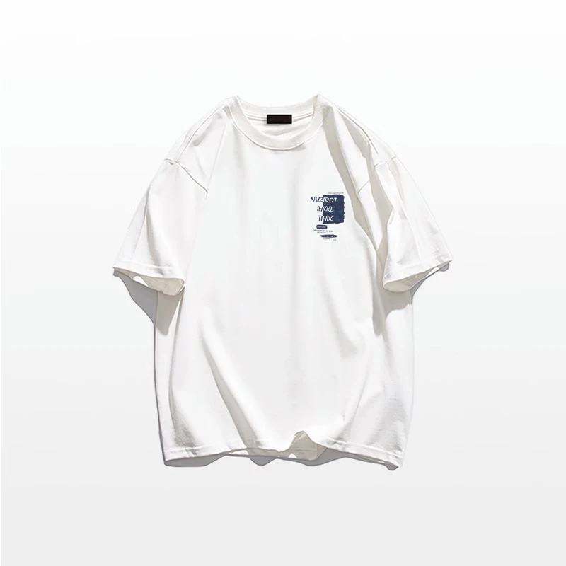 Ретро шикарная футболка из чистого хлопка с короткими рукавами и плечами в стиле