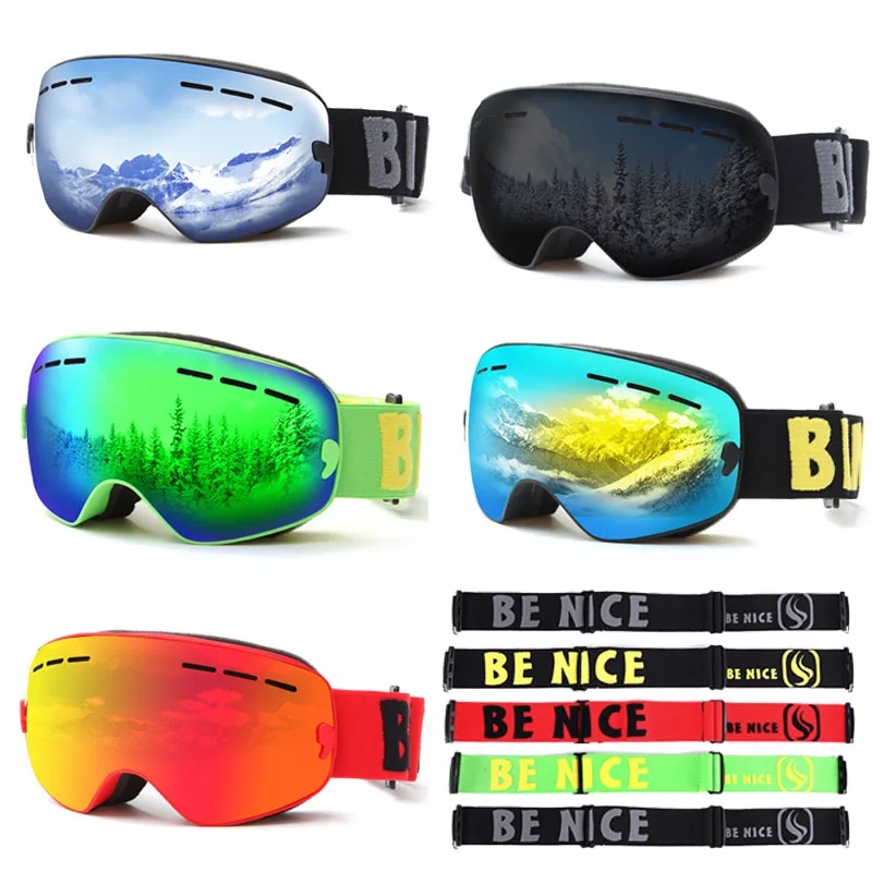 

Гальванические сферические очки для катания на лыжах на открытом воздухе для мужчин женщин детей двухслойные анти-туманные лыжные очки зимние спортивные очки