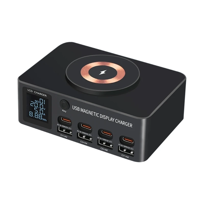

R91A Multi Port USB with 15W Wireless Charging Pads for Charging up to 8