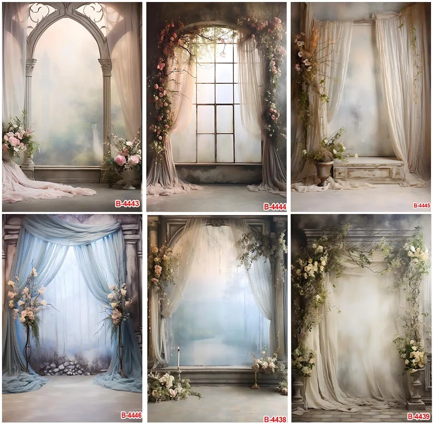 Фотофоны с изображением белых занавесок цветов окна мечты романтический