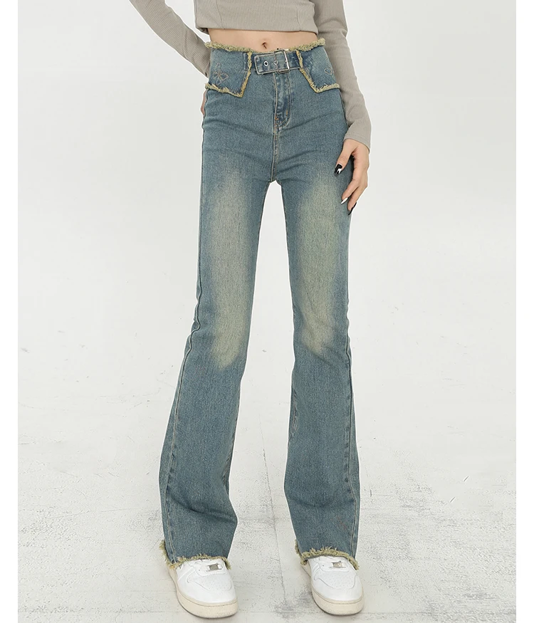 

High Waist Loose Comfortable Blue Jeans For Women Wide Leg Pants Y2K Elastic Fashion Style Denim Pants Trousers Plus Size