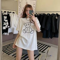 easygarment summer 2021 oversize korean style 3d logo streetwear solid cute cotton cool plus size t shirt