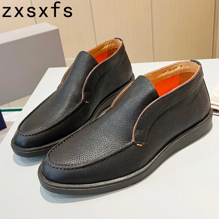 Высокие мужские лоферы качественная бычья замша повседневная обувь на плоской