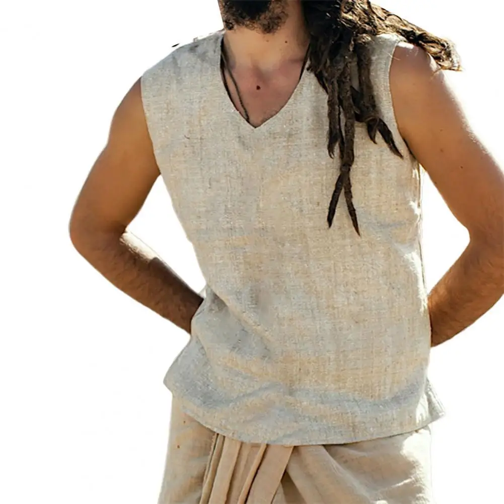 

Men Tank Top Solid Color Men Shirt V Neck Summer Top Pullover Summer Tank Top Sleeveless Summer T-shirt for Daily Wear