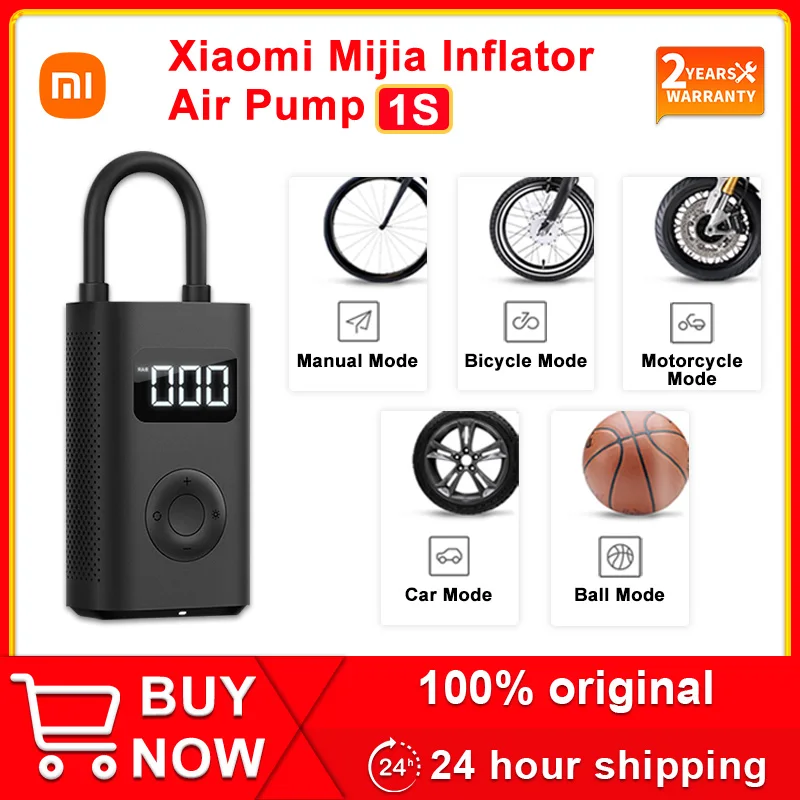 Xiaomi Mijia Portable Electric Air Compressor 1S Led Type-C Inflator Multitool Air Pump For Bike Tire Automotive Car Smart Home