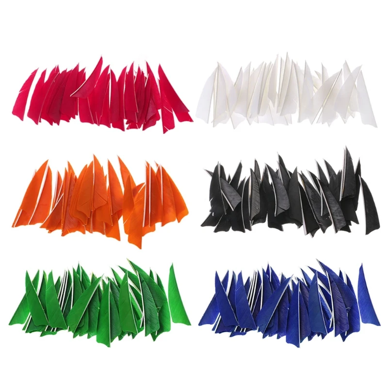 

50 Pcs Fletching Feathers 3Inch Shield Turkey for arrow Fletches Right
