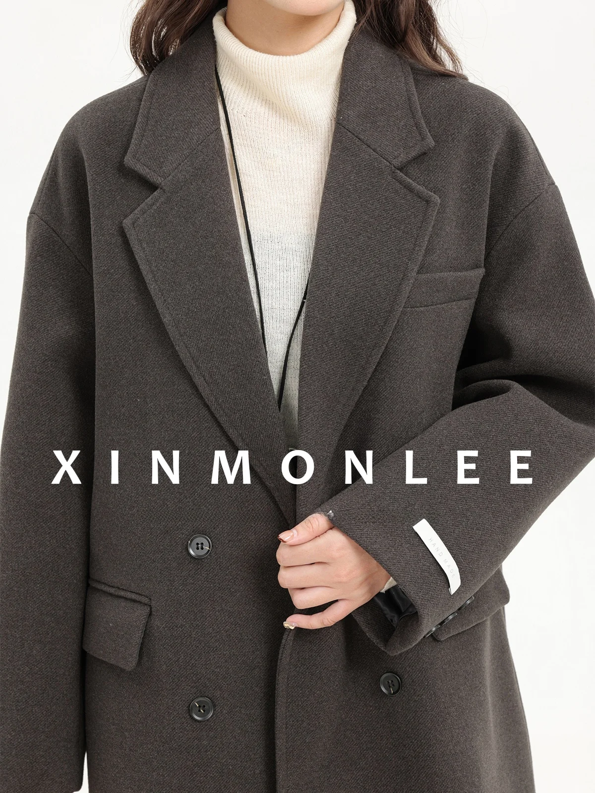 Xinmonlee осенне-зимний элегантный костюм средней длины пальто корейской серии