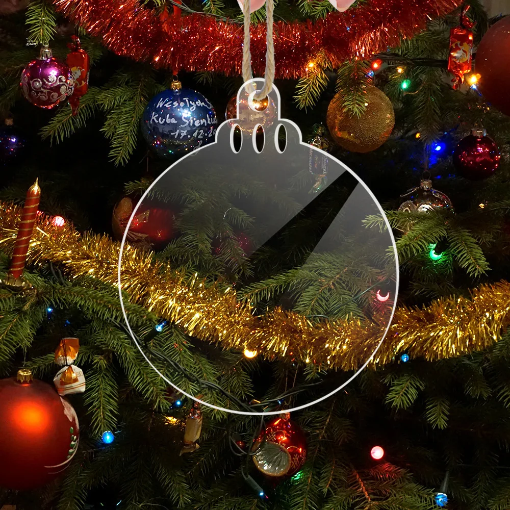 

Christmas snowball pendant blank acrylic wafer transparent piece Christmas tree DIY holiday decoration 3D wall stickers