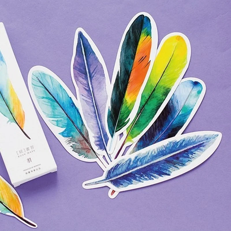 

30pcs Cute Colorful Feather Paper Bookmark Creative Korean Stationery Bookmarks Book Clip Office Accessories Stationery Supplies