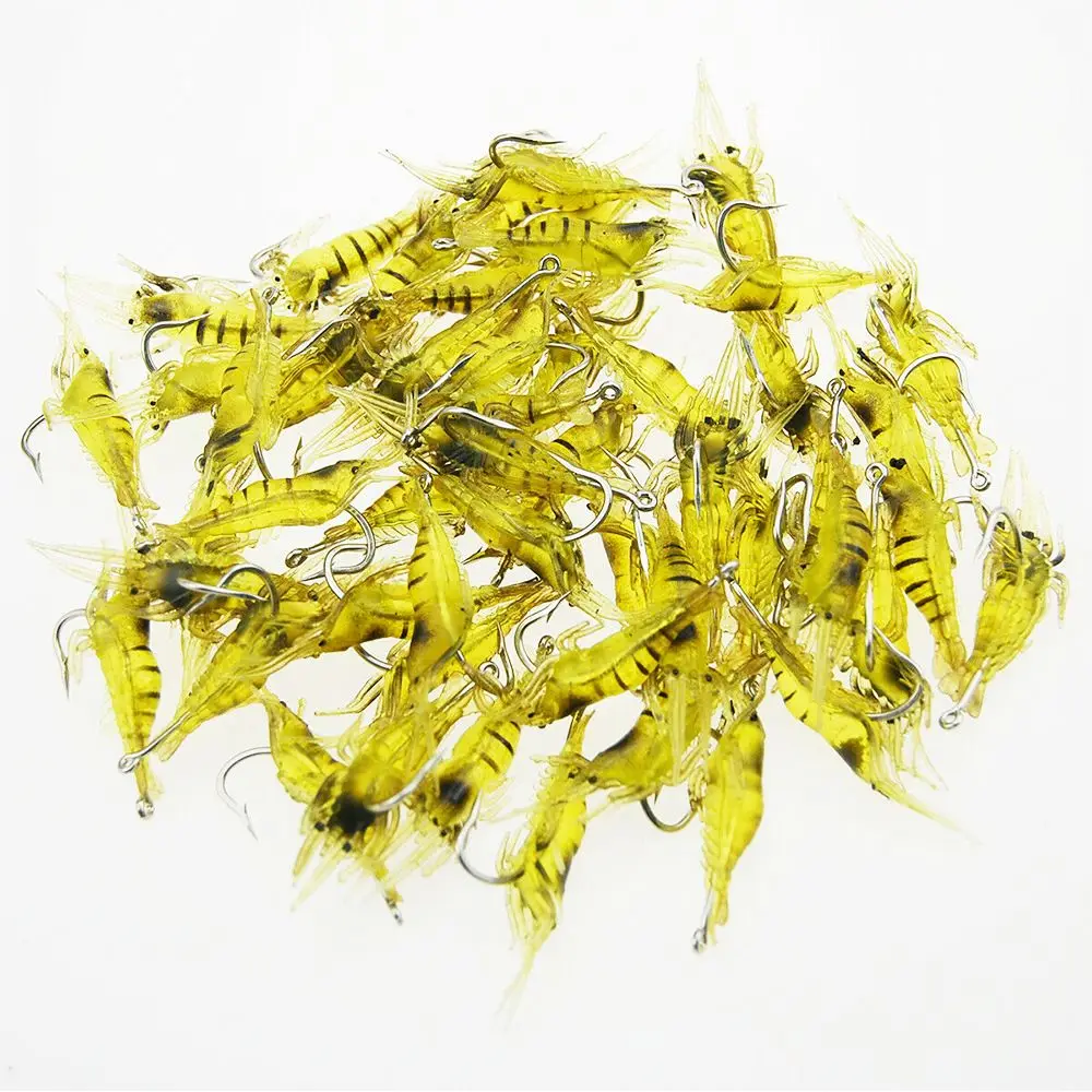 

10Pcs/Lot Soft Silicone Simulation Fishing Lure Shrimp Prawn Bait Artificial Trout Bait Fishy Smell Single Hook Bass Tackle Jig