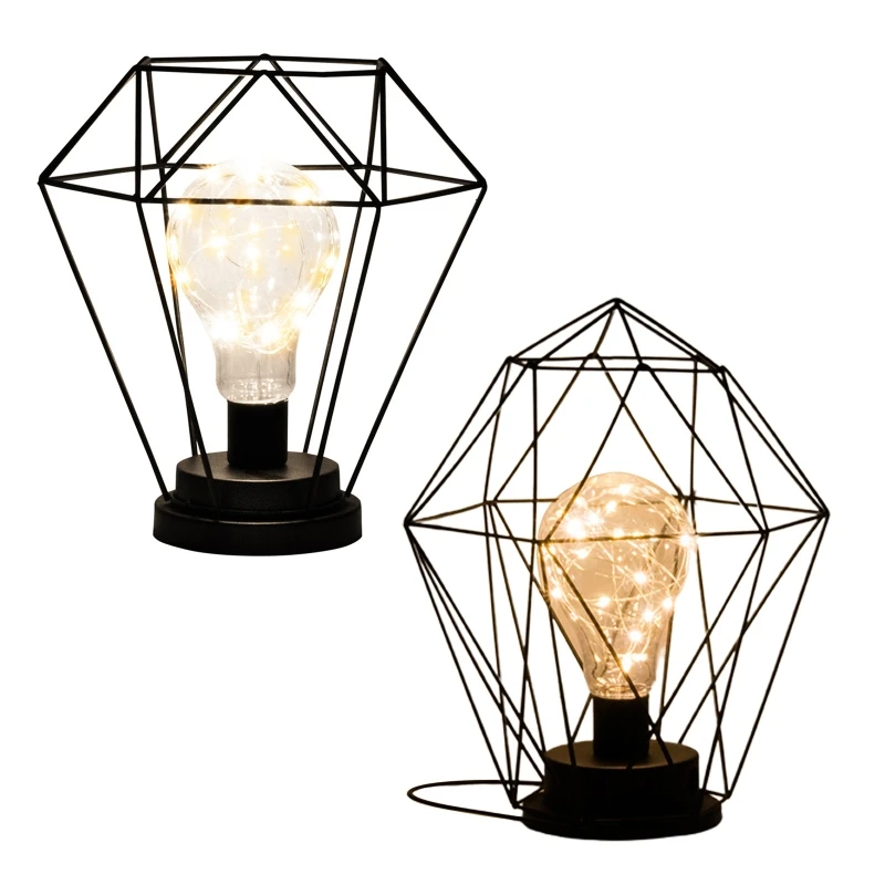 

Tall Cage Table Lamp Battery Powered Bedside Lamp for Table Home Cordless Wireless Desk Lamp for Office Home