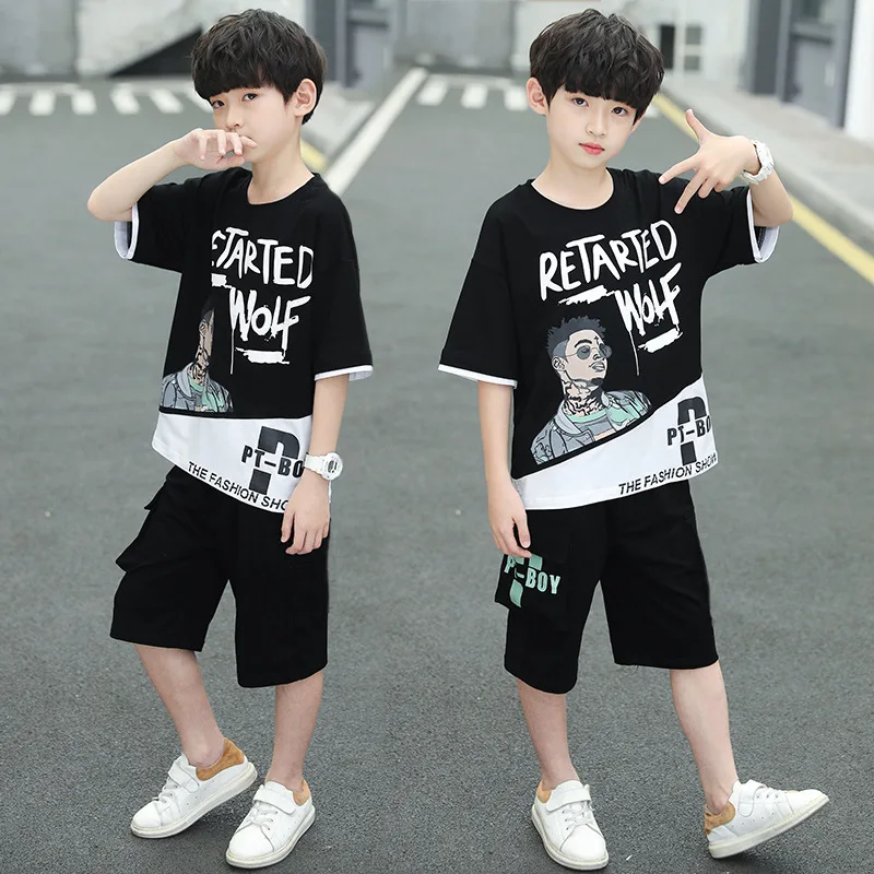 

Summer Boys' Casual Suit New Korean Version Of The Fashionable Boy Short-Sleeved Clothes Handsome And Fashionable For 3-13 Years