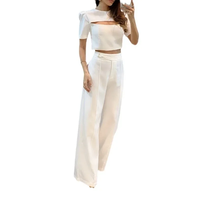 Женские однотонные брюки 2-Pie с короткими рукавами и вырезами на груди широкими