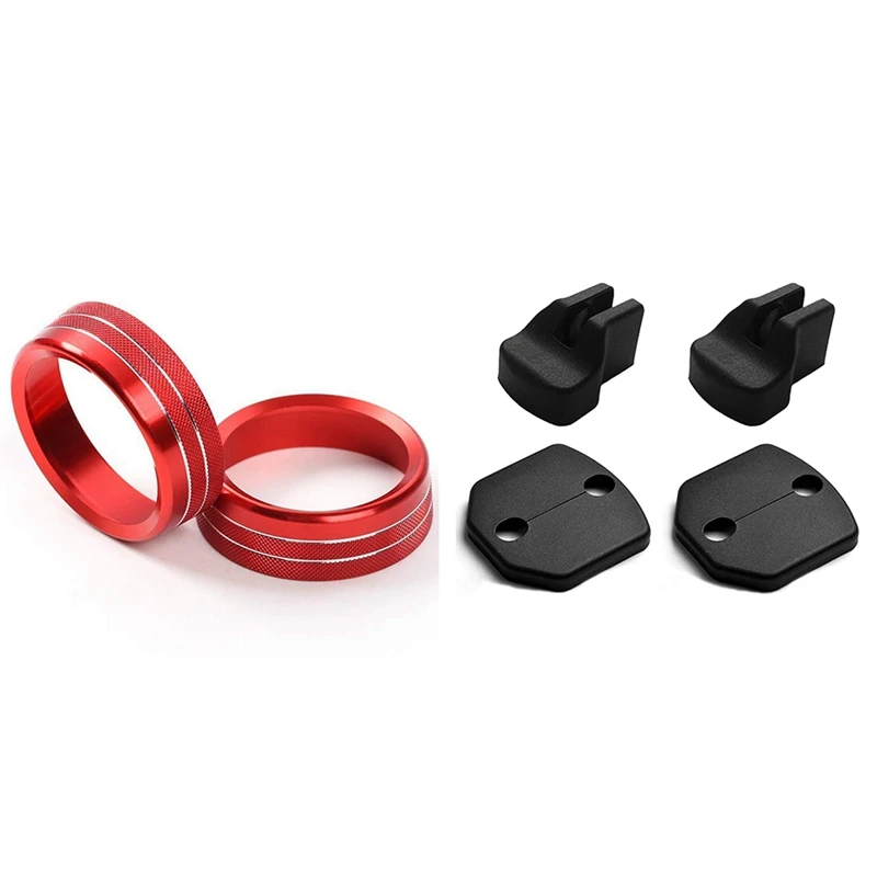 

2 Set Car Accessories: 1 Set Center Console Volume Knob Cover & 1 Set Door Lock Arm Protector Cover Stopper Buckle Cap