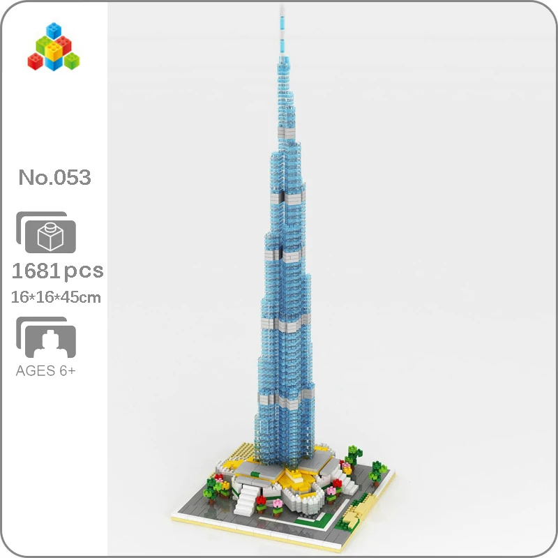 

YZ 053 World Architecture Dubai Burj Khalifa Tower Square Tree Model Mini Diamond Blocks Bricks Building Toy for Children no Box