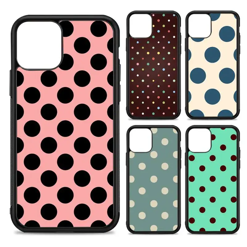 

Color Polka Dot Phone Case Silicone PC+TPU Case for iPhone 11 12 13 Pro Max 8 7 6 Plus X SE XR Hard Fundas