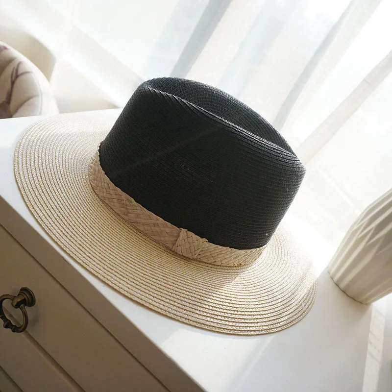 Шляпа Женская плетеная с УФ-защитой Пляжная Панама от солнца широкими полями для