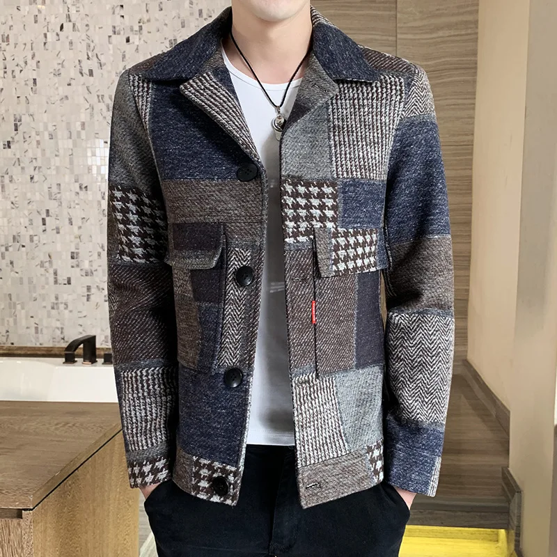 Men's Winter Clothes Plush Jacket Thick Wool Fashion Coat Men's Short 2022 New Winter Woolen Coat Clothing Personality