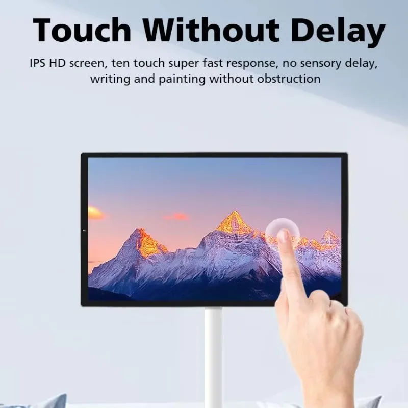 Фото Портативный смарт-телевизор с сенсорным экраном 21,5 дюйма, Full HD 1080P, LED HDTV LCD IPS дисплей, Android 12, Google App, встроенная камера, 60 Гц, белый цвет. №5
