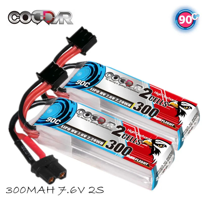 

4/10PCS CODDAR 2S 7.6V 300mAh HV Lipo Battery With XT30 Plug For Helicopter Quadcopter RC Drones FPV Flight 90C Batteries