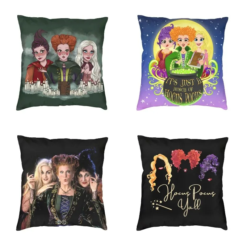 

Pocus Hocus Sanderson Sisters Cushion Cover Sofa Home Decor Horror Movie Square Throw Pillow Case 45x45cm