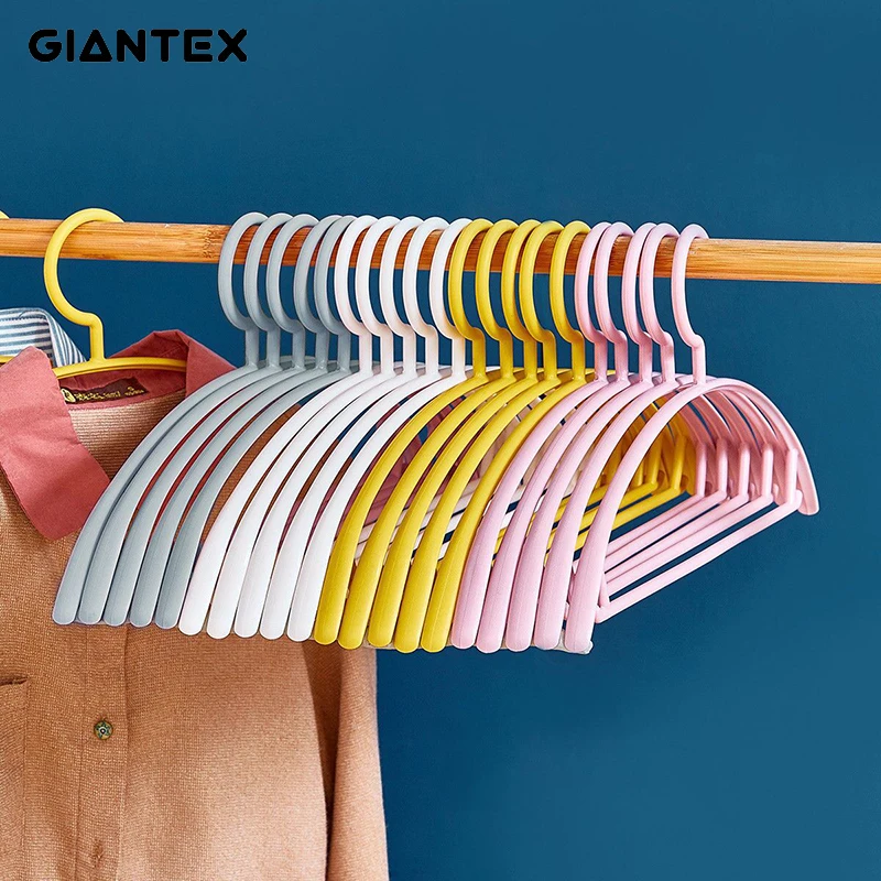 

10pcs Clothes Hanger household Non-slip Hanger Plastic Wide Shoulder Semi-circular Hanger Seamless Hanging Organizer