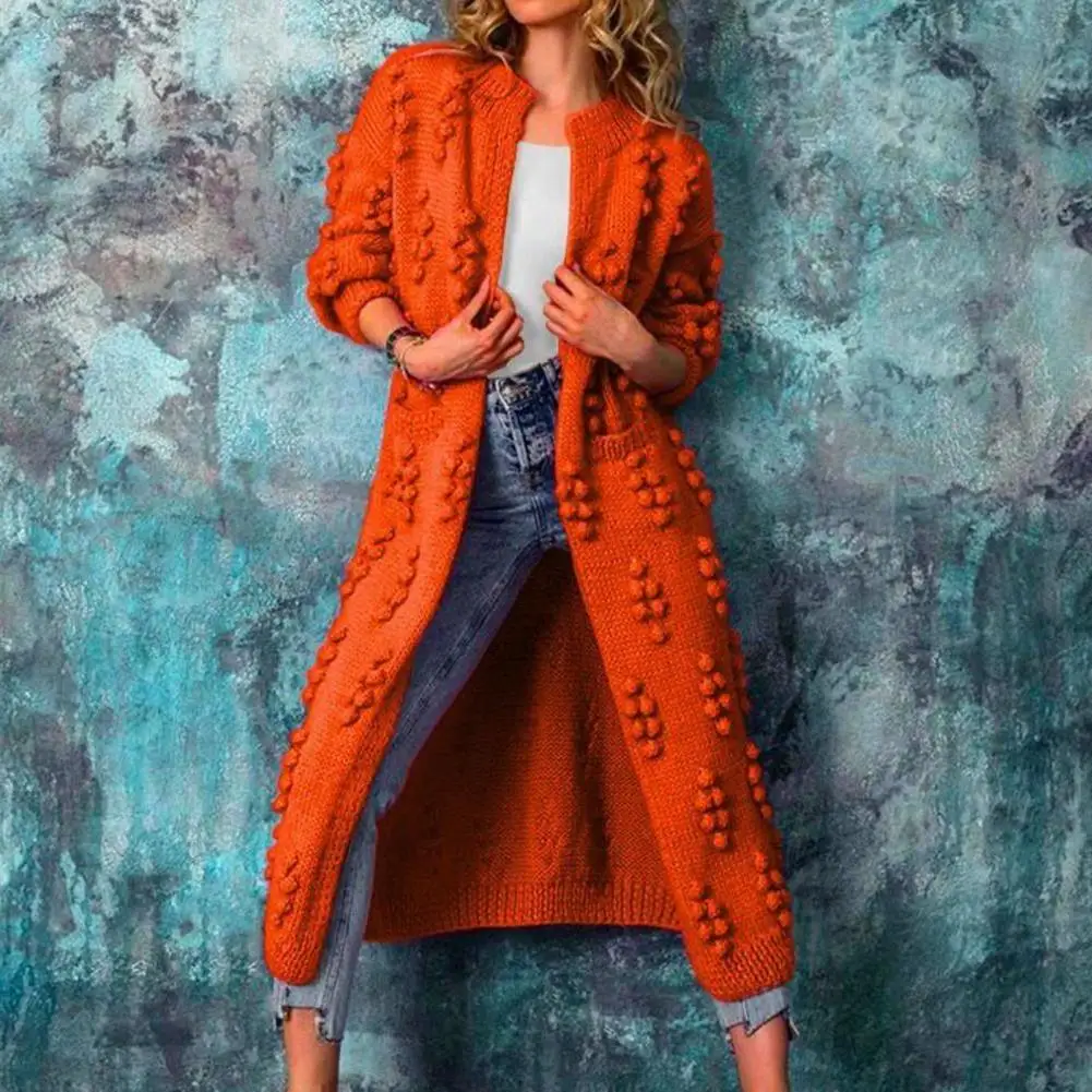 

2023 Knitted Cardigan Stylish Fall Winter Women Long Knitted Cardigan Overcoat Thickened Knitted Jacket for Work