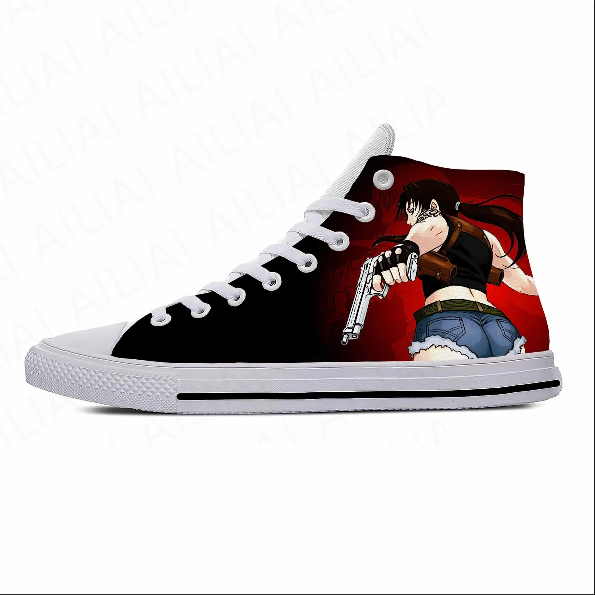 

Japanese Anime Cartoon Manga Black Lagoon Revy Casual Cloth Shoes High Top Lightweight Breathable 3D Print Men Women Sneakers