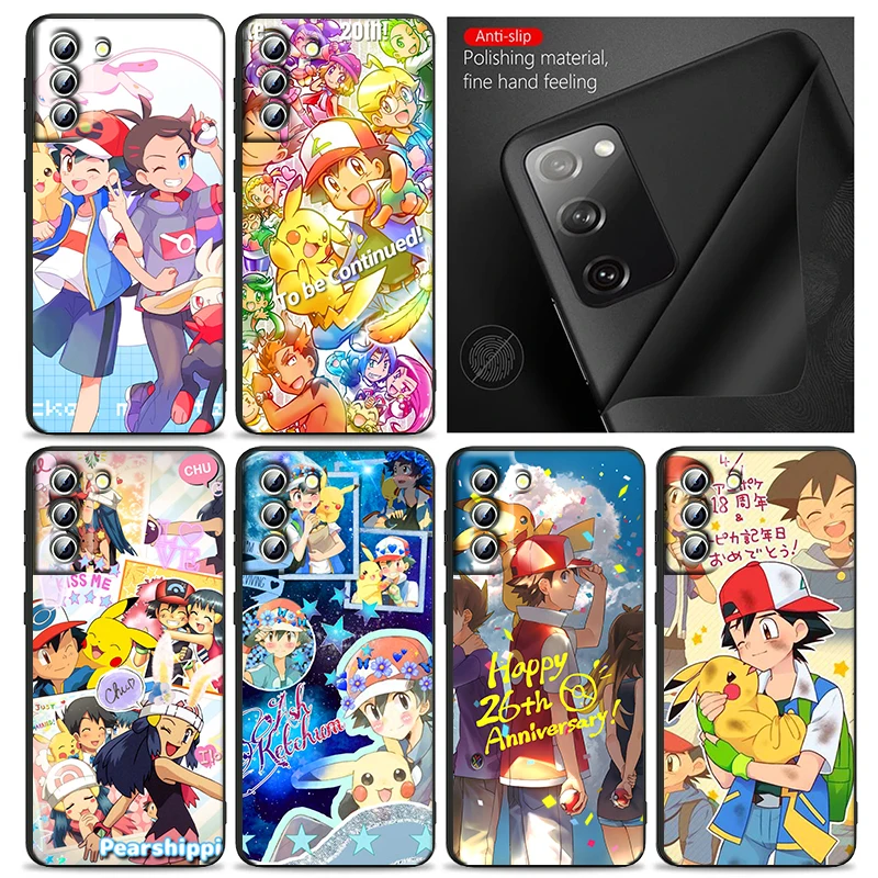 

Japanese Anime Pokémon Pikachu Phone Case For Samsung S22 S21 S20 Ultra FE S10 S9 S8 Plus 4G 5G S10 Edge Silicone TPU Cover