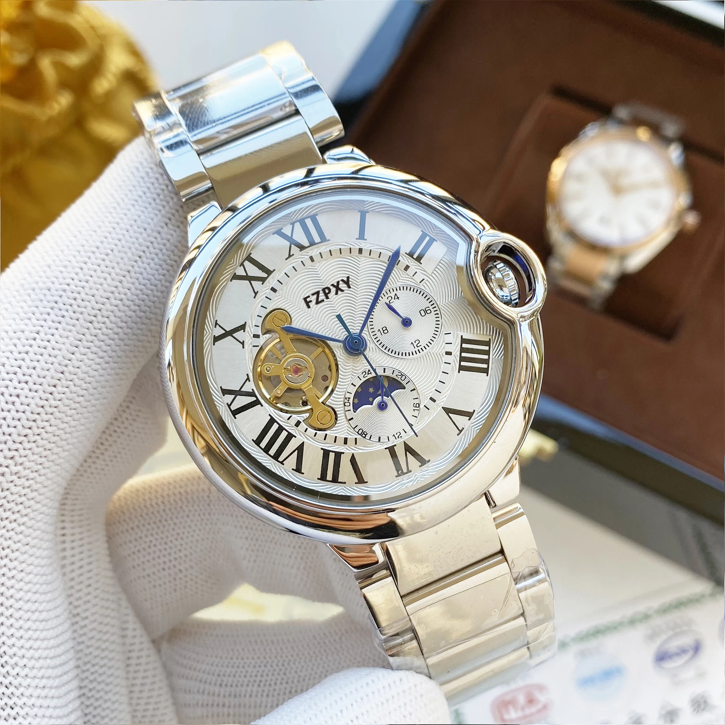 

Часы наручные CR101 Мужские автоматические, деловые стальные механические спортивные водонепроницаемые, с автоподзаводом, ААА