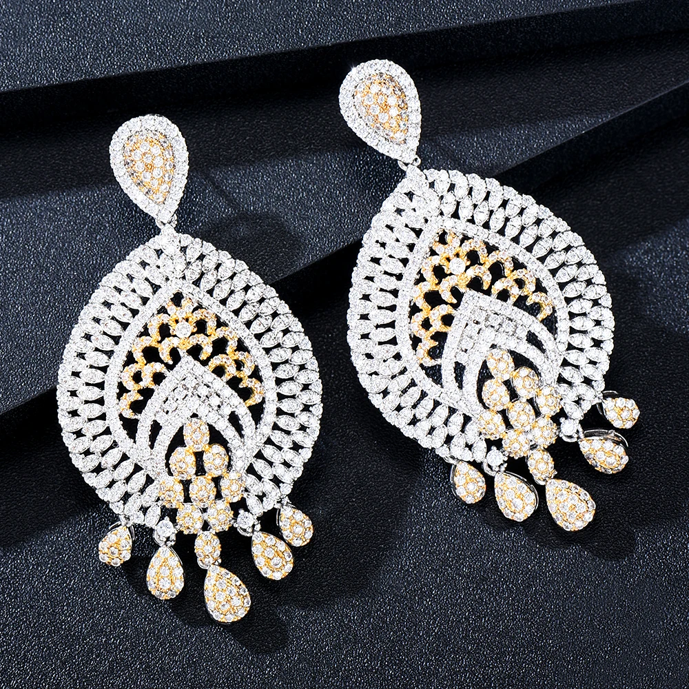 GODKI Роскошные африканские висячие серьги с листом для женщин Свадебные фианитами