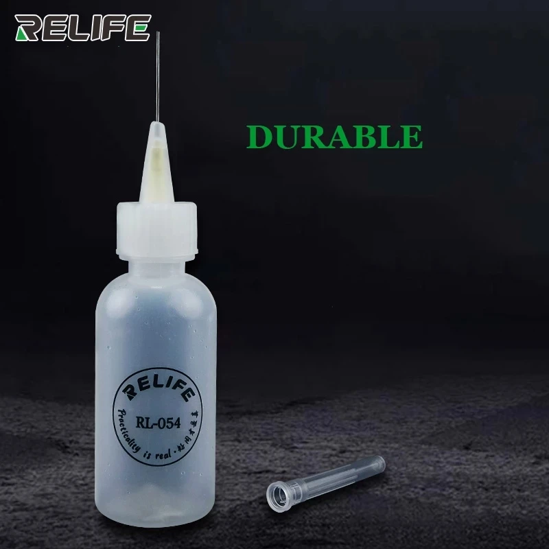 Relife RL-054 50ML Empty Plastic Bottle Solder Flux Paste Resin Dispenser Alcohol Bottle Perfume Bottle with Needle