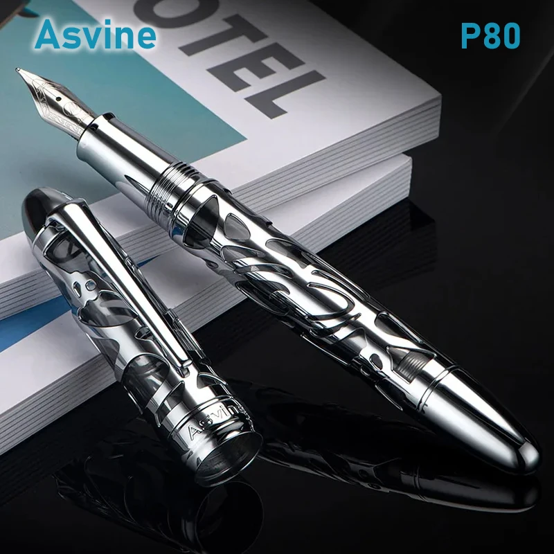 Asvine P80 Поршнева авторучка EF/F/M Nib Luxury Spider Skeleton &amp Transparent Acrylic Office School Writing Supplies