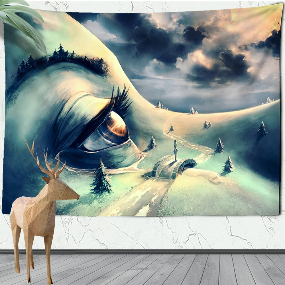 

Художественная масляная живопись, гобелен с изображением персонажа, пейзаж, настенная подвеска в стиле хиппи, декор для комнаты, общежития