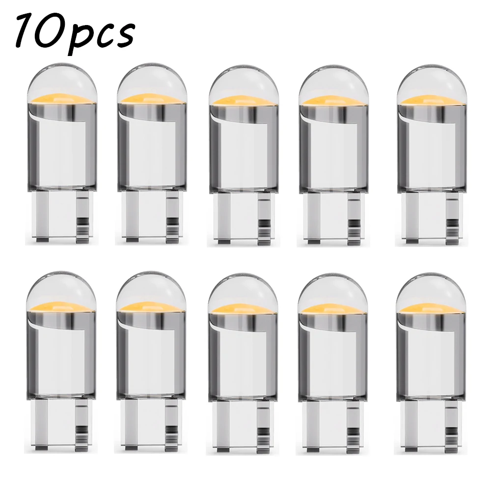10 шт./упак. W5W 194 T10 стеклянный корпус Cob светодиодная автомобильная лампа 3000K 6000K