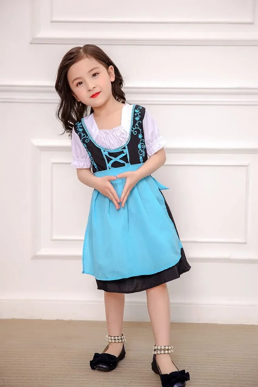 Синяя немецкая пивная горничная карнавальные детские костюмы баварское платье