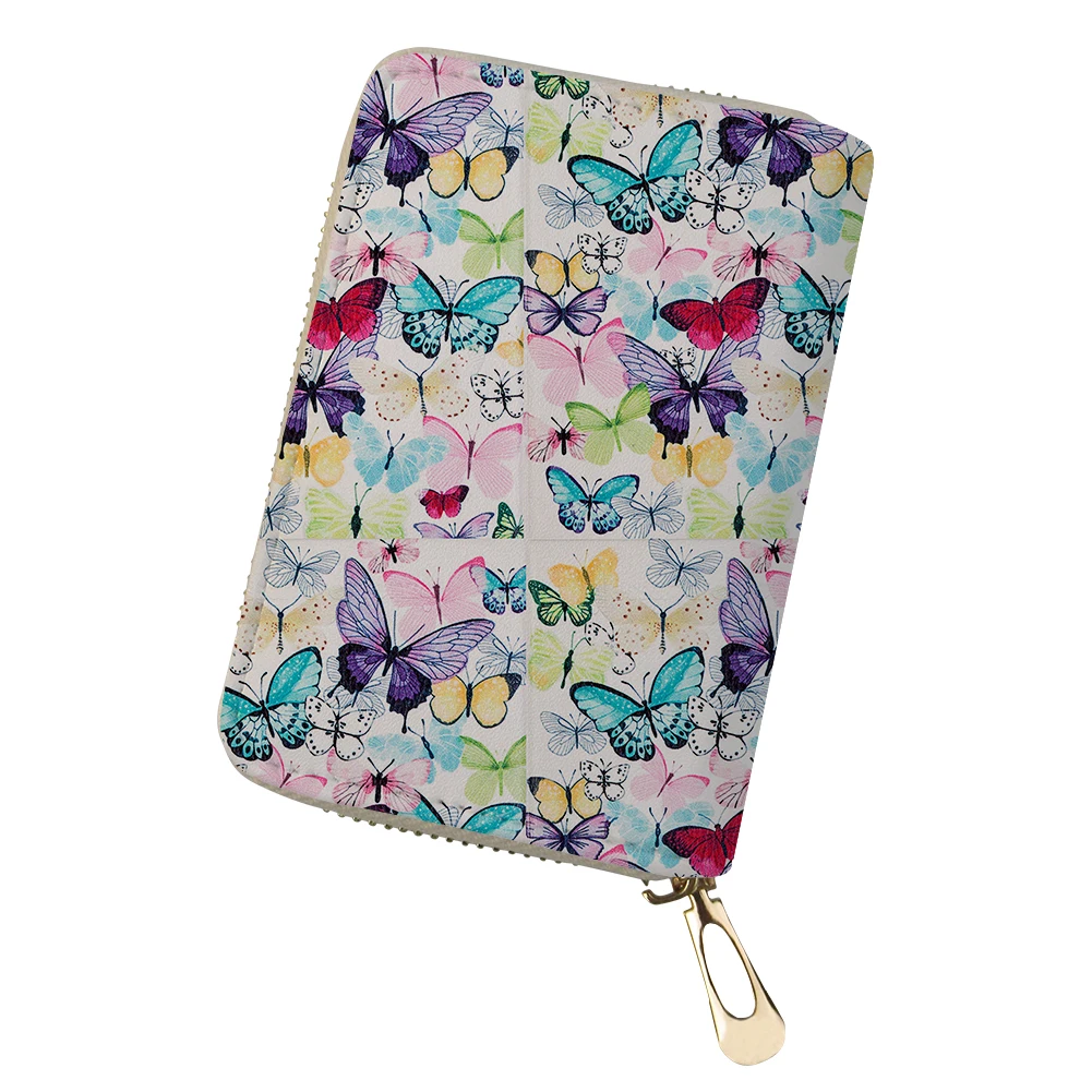 ADVOCATOR Colorful Butterflies Women's Card Bag Anti-theft Zipper ID Credit Card Holder Customized Coin Purse Free Shipping