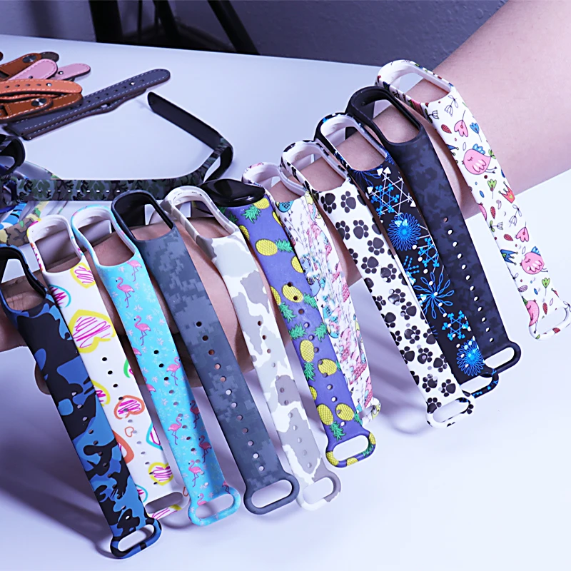 Printed Watchband for Xiaomi Mi Band 7 6 NFC bracelet silicone Sport watch belt Miband6 Replacement correa mi band 3 4 5 8 strap
